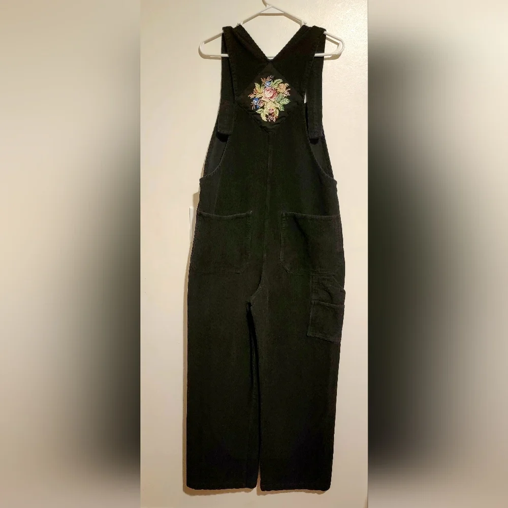 Victorian Trading Co. Embroidered Corduroy Wide Leg Womens Overalls Sz M Y2K 90s - Picture 4 of 14